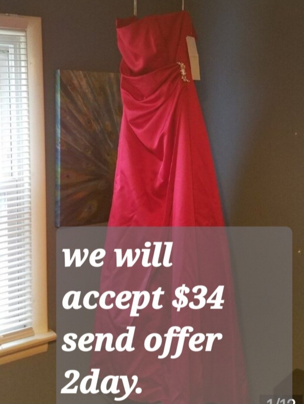 Ladies Red Dress size 14 NWT Davids Bridal Dress